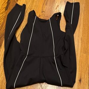 Black Women's Jumpsuit with White Accents